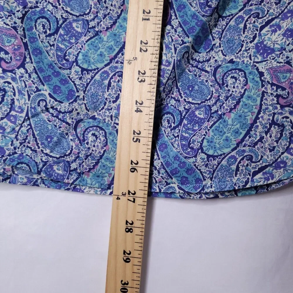 J Crew Liberty Shirt Womens 2 Paisley Blue Art Fabric Popover
